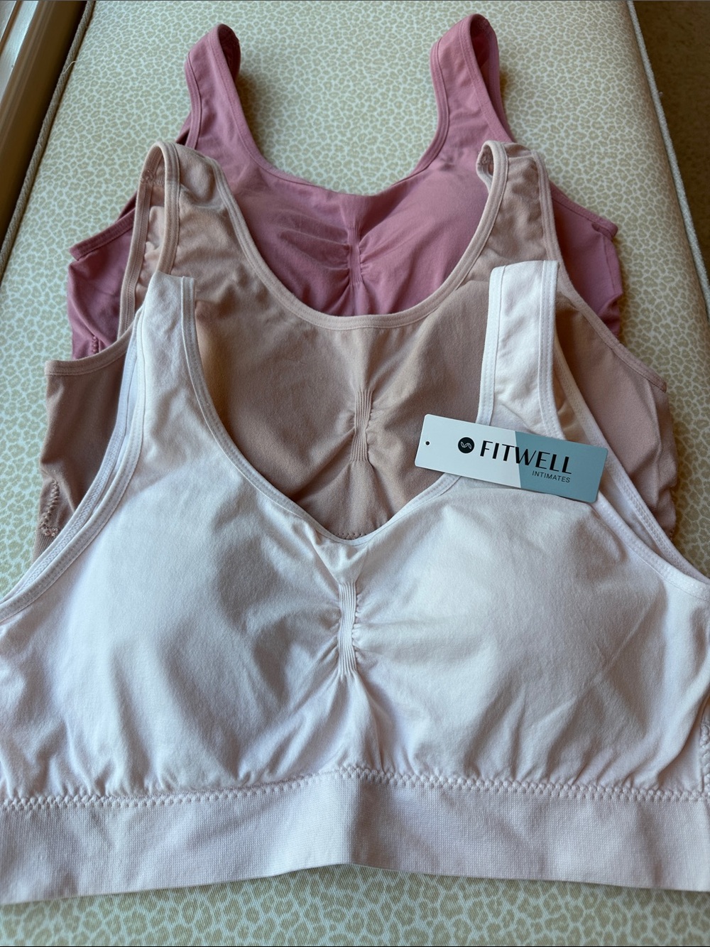 Fitwell Intimates 3-Pack Seamless Comfort Bras - Pink, Blush, Rose size L/XL